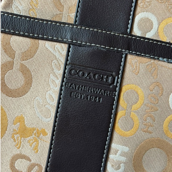 Vintage Coach Crossbody Bag Neutral Colours Leather Accents - Picture 3 of 11